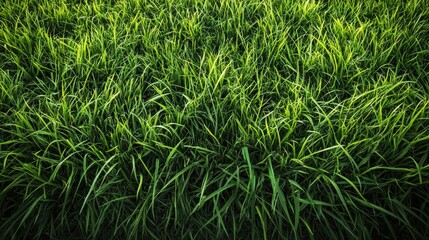 Poster - A row of evenly spaced green grass tufts, showing off their vibrant color and detailed texture, creating a clean, fresh outdoor scene
