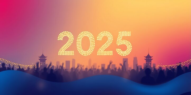 2025, New Year celebrations marking the start of a prosperous journey