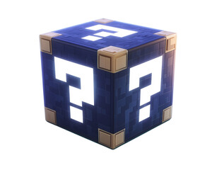 dark blue question box with glowing marks