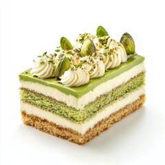 Poster - Piece of cake with white frosting and green toppings