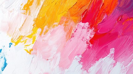 Poster - Soft pastel paint smeared across a white background fades into bold bright hues, creating an abstract and colorful design.