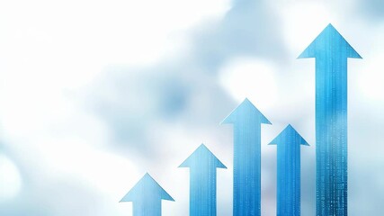 Poster - Dynamic Growth With Upward Trends Illustrated Through Vibrant Blue Arrows