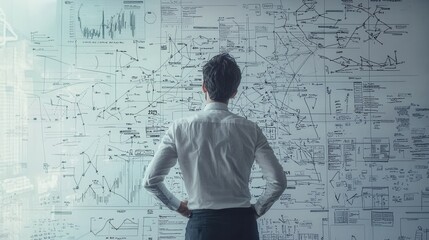 Poster - Business Executive Analyzing Goal Setting Strategies and Charts in Modern Office Environment