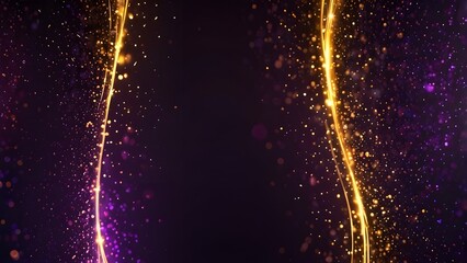 Glowing Gold Streak Looping Background with Purple Bokeh Generative AI

