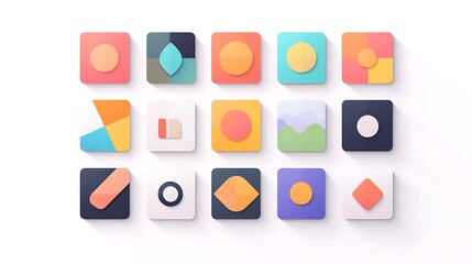 Poster - Set of flat design app icons for Perfect for branding UI UX projects concept.