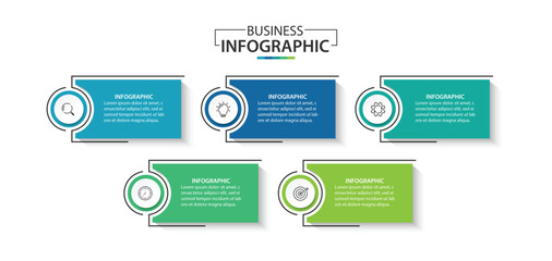 Wall Mural - business infographic template. 5 step timeline journey, vector illustration