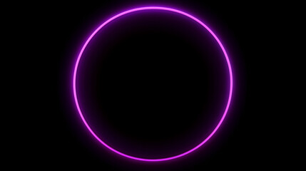 Poster - Neon pink circle glowing against a black background at night. 
