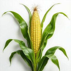 Corn plant or maize plant on white background 