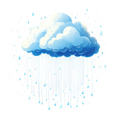 Wall Mural - raindrops falling from a cloud in a minimalist flat illustration digital art nature scene calm envir