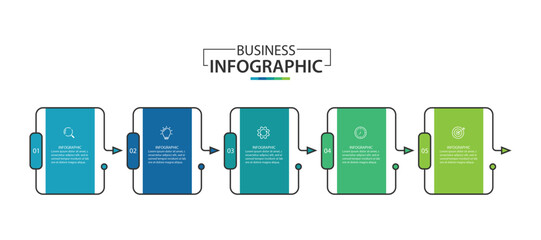 Wall Mural - business infographic template. 5 step timeline journey, vector illustration