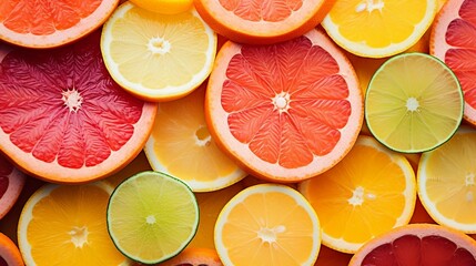 Wall Mural -  Close-up of Fresh Citrus Fruits Slices