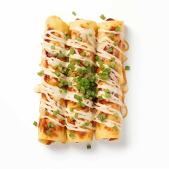 Wall Mural - Enchiladas, Isolated white background, flat lay 