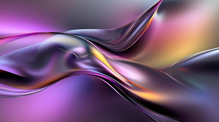 Poster - Fluid Abstract Art: Dynamic Gradient Waves in Purple, Yellow, and Black. A Futuristic, Hypnotic Visual with Soft Lighting and Depth. Perfect for Modern Design Projects.