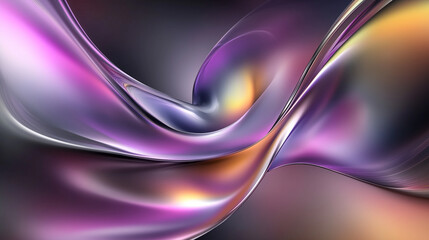 Poster - Fluid Abstract Art: Dynamic Gradient Waves in Purple, Yellow, and Black. A Futuristic, Hypnotic Visual with Soft Lighting and Depth. Perfect for Modern Design Projects.