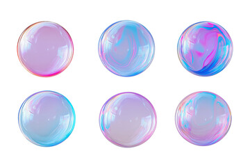 soap bubbles fluid holographic Iridescent 3d render icon isolated on transparent background cutout