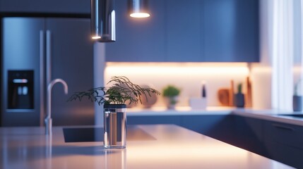 Aufkleber - Modern kitchen featuring sleek design and water filter system enhancing functionality and style at night. Generative AI