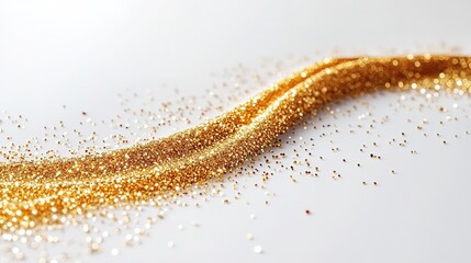 Poster - clean line of spilled golden glitter forming natural curve on smooth white ceramic surface