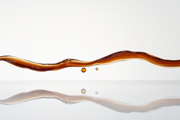 Poster - clean line of spilled coffee captured as it curves naturally over reflective white surface