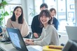 © lime - Progressive Thought and Action: Japanese Professionals in a Bright Collaborative Space,明るい協力的なスペースでの日本のプロフェッショナルたちの進歩的な思想と行動.Generative AI