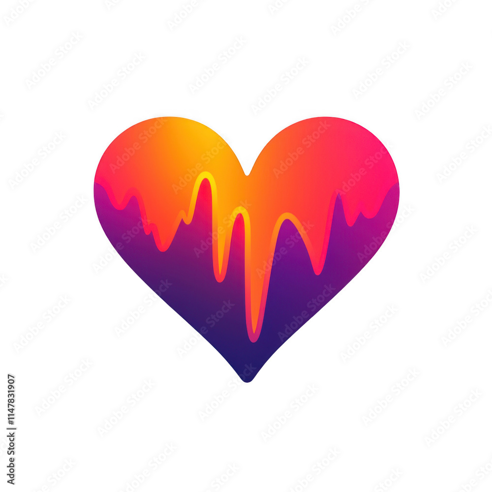 Red icon of heartbeat isolated on a transparent background Minimalist ...