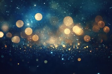 Poster - Abstract Glittering Background with Blue and Gold Lights for Modern Designs and Creative Projects in High Resolution