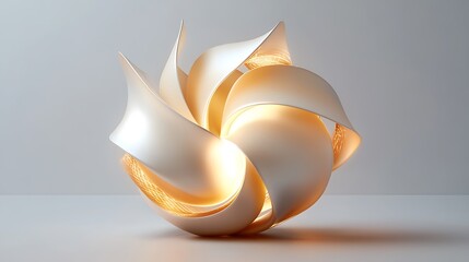 Poster - Abstract 3D Golden-White Geometric Sculpture