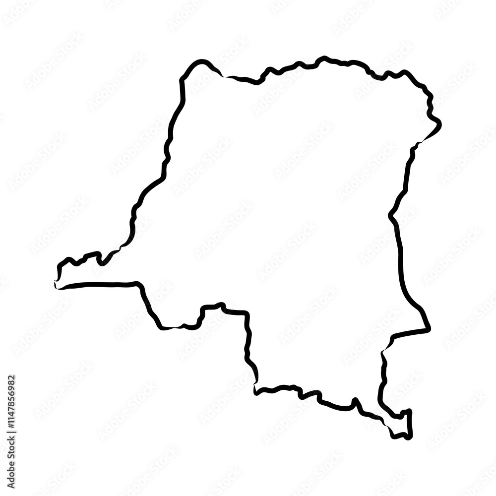 Democratic Republic of the Congo political map vector sketch ...