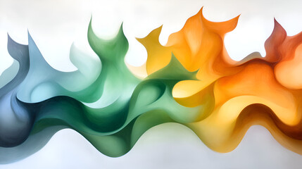 Aufkleber - An abstract wave of colorful swirls in shades of green, orange, and blue, creating a dynamic and fluid visual effect.