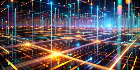 Poster - Futuristic Luminous Lines Abstract Technology Background 4K 3D Render Big Data