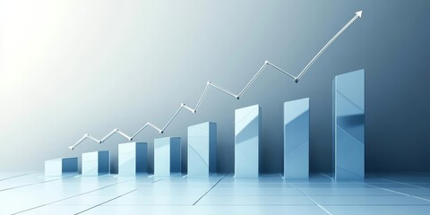 Poster - a series of blue and white bars with arrows pointing upwards. the bars are numbered from 1 to 6