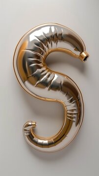 Shiny metallic golden chrome 3D numeral number symbol in a circular geometric shape  Minimalist modern and contemporary design with and decorative elements