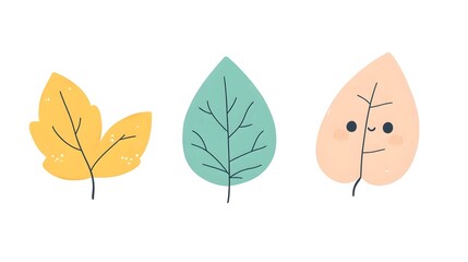 Poster - Three stylized leaves display diverse colors and expressions