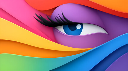 Aufkleber - An abstract eye design featuring vibrant rainbow colors that symbolize creativity and individuality.