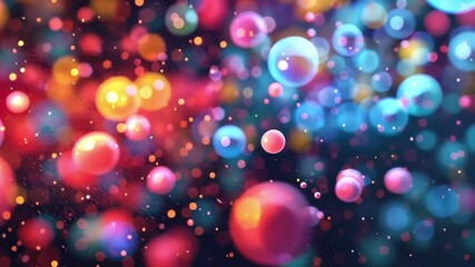 Poster - Abstract background showcasing colorful bubbles floating and glowing, symbolizing the dynamic flow of big data and information in a vibrant digital environment