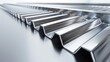 © Waraporn - Shiny silver metallic grid like structure with a uniform repetitive pattern of parallel bars and geometric lines  Abstract industrial architectural background with a modern