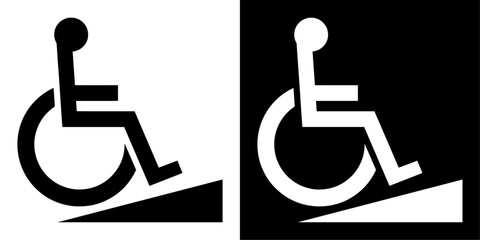 Poster - ofvs764 OutlineFilledVectorSign ofvs - wheelchair ramp vector icon . access sign . disabled person . isolated transparent . outline and filled version . AI 10 / EPS / PNG . g12110