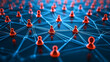 © HQAsset - Abstract Network, Interconnected Nodes in a Digital Web, Glowing Connections Illuminate a Complex System.