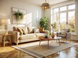 © chaowalit - Minimalist Beige Living Room Sunlight AI Photo - Cozy Home Interior Design