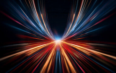 Poster - A  blinding burst of light streaks outwards from a central point in an abstract representation of speed.