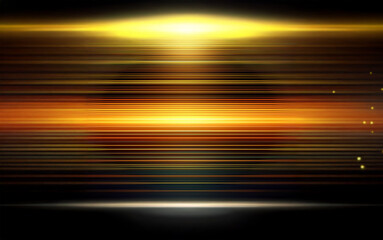 Aufkleber - A dark background with horizontal lines of light in shades of gold and orange.
