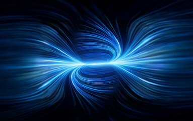 Aufkleber - A swirling, luminous blue light emanates from the center of the image against a dark background.