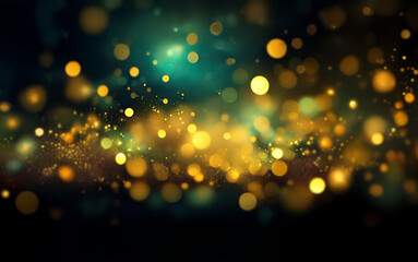 Aufkleber - Abstract background with a dark blue and green gradient filled with out-of-focus golden light.