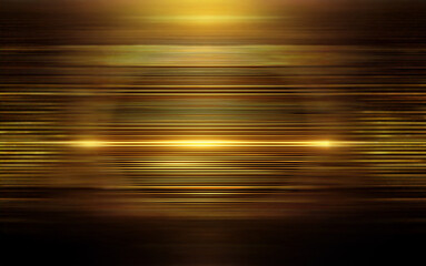Poster - A dark background with horizontal streaks of light and dark shades of gold.