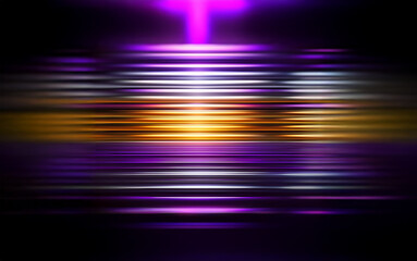 Fototapete - Abstract background with horizontal lines of light, blurred and glowing.
