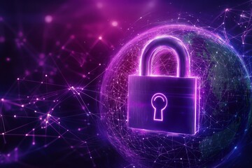 Poster - Digital Security Lock Icon Representing Cyber Protection in a Networked World With Abstract Connections and Glowing Effects for a Futuristic Feel