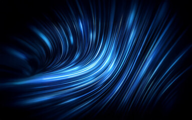 Poster - Abstract background with blue glowing lines creating a wavy pattern in a dark space.