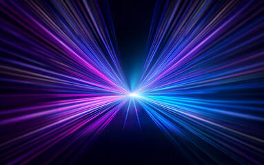 Aufkleber - Abstract digital art with a burst of light in shades of blue, pink, and purple radiating outwards from the center against a black background.