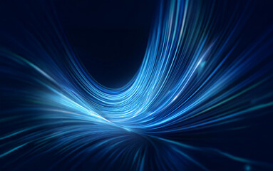 Poster - Abstract blue lines in a dark background, glowing with light.