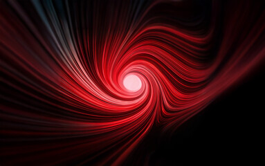 Aufkleber - Abstract digital art with a red and white swirling vortex against a black background.