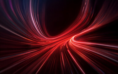 Aufkleber - Abstract digital art with flowing red and white light streaks on a black background.